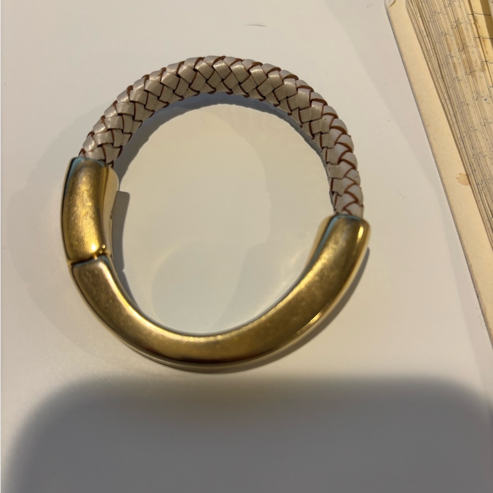 Gold plated and Tan Braided Bracelet